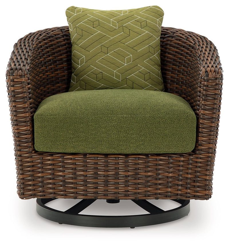 Horizon Hall - Swivel Lounge With Cushion - Brown / Green - R&R Furniture Gallery (Fountain Valley, CA)