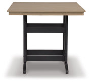 Fairen Trail - Square Counter TBL w/Umb OPT - Black / Driftwood - R&R Furniture Gallery (Fountain Valley, CA)