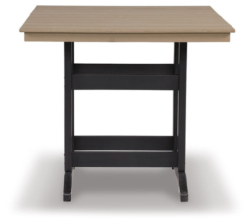 Fairen Trail - Square Counter TBL w/Umb OPT - Black / Driftwood - R&R Furniture Gallery (Fountain Valley, CA)