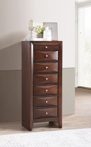 Glory Furniture Marilla 7 Drawer Lingerie Chest with wooden finish and sleek design, featuring multiple spacious drawers for storage.