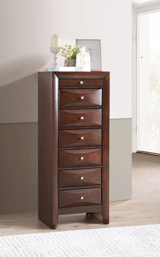 Glory Furniture Marilla 7 Drawer Lingerie Chest with wooden finish and sleek design, featuring multiple spacious drawers for storage.