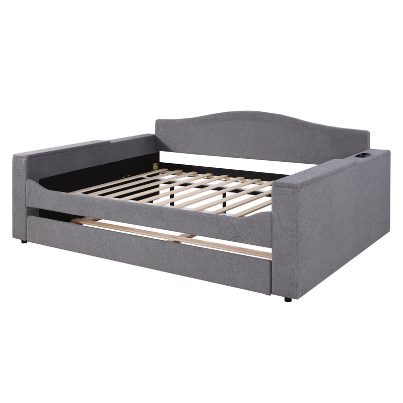 Upholstered Daybed With Storage Armrests, Trundle And Latest Integrated tooth Audio System - R&R Furniture Gallery (Fountain Valley, CA)