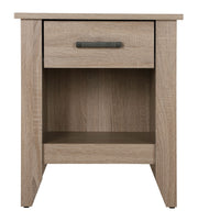 Glory Furniture roller drawer glides on an accent nightstand, showing smooth metal tracks for easy opening and closing.