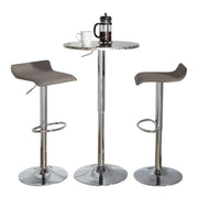 Lumi Source 3-piece bar set with round contemporary design, adjustable oval footrest, ideal for modern dining or bar area setup.