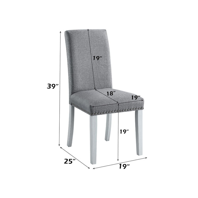 Lanton - Side Chair (Set of 2) - Gray Linen & Antique White - R&R Furniture Gallery (Fountain Valley, CA)