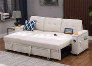 Ashlyn II - 84"W Woven Fabric Reversible Sleeper Sectional Sofa with Storage Chaise - R&R Furniture Gallery (Fountain Valley, CA)