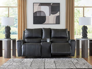Glossmore - Reclining Loveseat With Console - Black - R&R Furniture Gallery (Fountain Valley, CA)