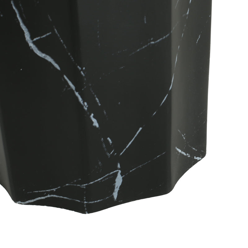 Outdoor Lightweight Concrete BMarble Effect Side Table, Living Room End Table - Black / Marble - R&R Furniture Gallery (Fountain Valley, CA)