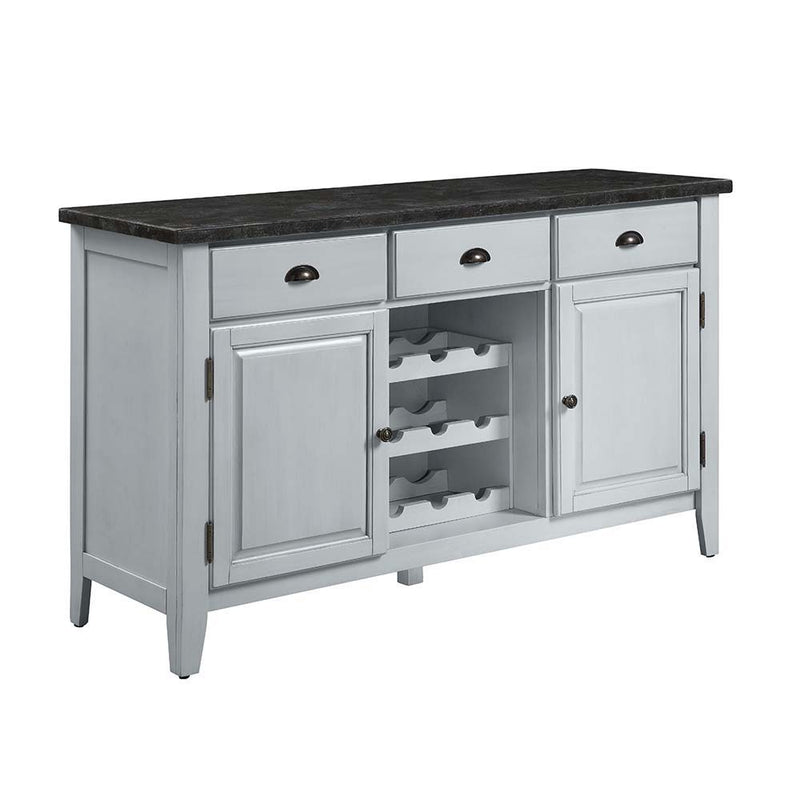 Lanton - Server - Natural Marble & Antique White - R&R Furniture Gallery (Fountain Valley, CA)