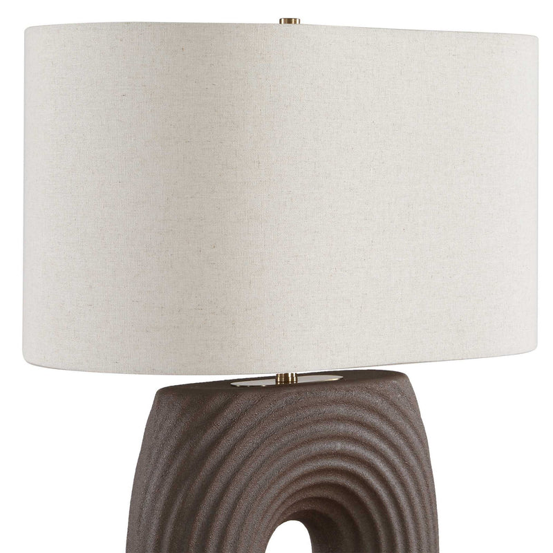 Geno - Concentric Ribbed Table Lamp - Brown