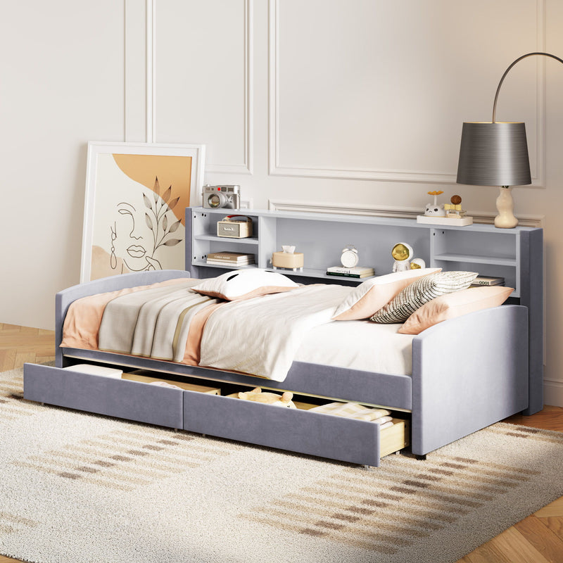 Luxurious Upholstered Platform Bed With Storage Drawers - R&R Furniture Gallery (Fountain Valley, CA)