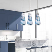 Uttermost Windswept 1 Light Mini Pendant in blue and white glass with a modern pendant lighting design.