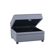 Bois II - Ottoman With Storage - Gray Velvet - R&R Furniture Gallery (Fountain Valley, CA)