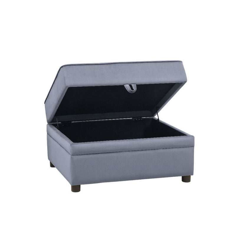 Bois II - Ottoman With Storage - Gray Velvet - R&R Furniture Gallery (Fountain Valley, CA)