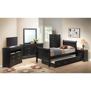 Elegant Glory Furniture trundle bed with classic design, featuring a wooden frame and a pull-out bed for extra sleeping space.