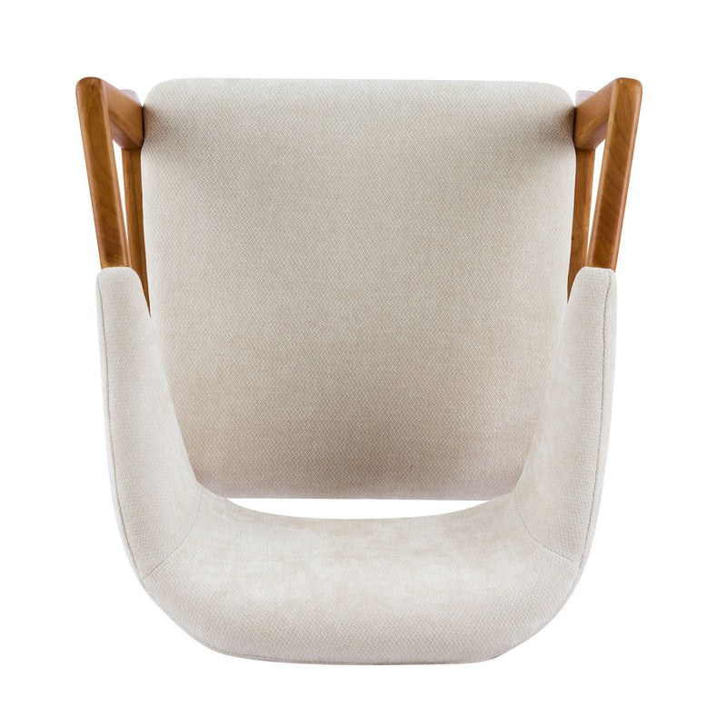 Indoor Upholstered Dining Armchair (Set of 2) - Beige / Teak - R&R Furniture Gallery (Fountain Valley, CA)