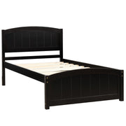 DreamHaus platform bed with headboard, footboard, and wood slat support shown in a modern bedroom setting.