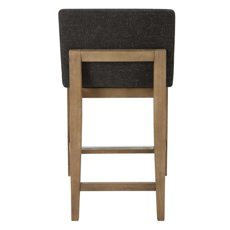 Uttermost Klemens counter stool with wooden seat and metal frame, 24-27 inch height, modern design for kitchen or bar area