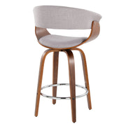 Set of two Lumi Source vintage mid-century modern fixed height counter stools with swivel, round footrest, and sleek design.