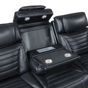 Ephron - Power Motion Sofa With Dropdown Table, Wireless Charging, Reading Light, Power Headrests & LED - Black - R&R Furniture Gallery (Fountain Valley, CA)