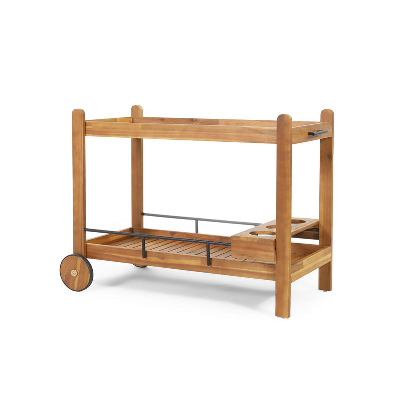 Bar Cart With Wine Bottle Holders, - Black - R&R Furniture Gallery (Fountain Valley, CA)
