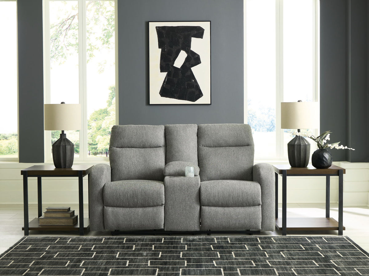Gauntlet - Double Recline Loveseat With Console - Sterling - R&R Furniture Gallery (Fountain Valley, CA)