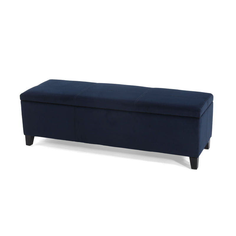 Noble House upholstered storage ottoman bench with cushioned top and fabric exterior, versatile for living room or entryway seating.