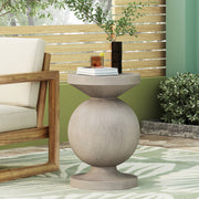 Noble House outdoor end table with natural wood finish, sturdy design, ideal for patio or garden seating areas.