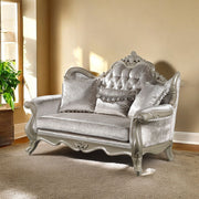 Libertee - Loveseat With 3 Pillows - Beige Fabric & Champagne - R&R Furniture Gallery (Fountain Valley, CA)