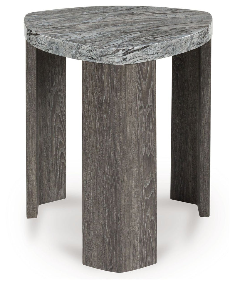 Surmour - Triangle End Table - Gray / Brown - R&R Furniture Gallery (Fountain Valley, CA)