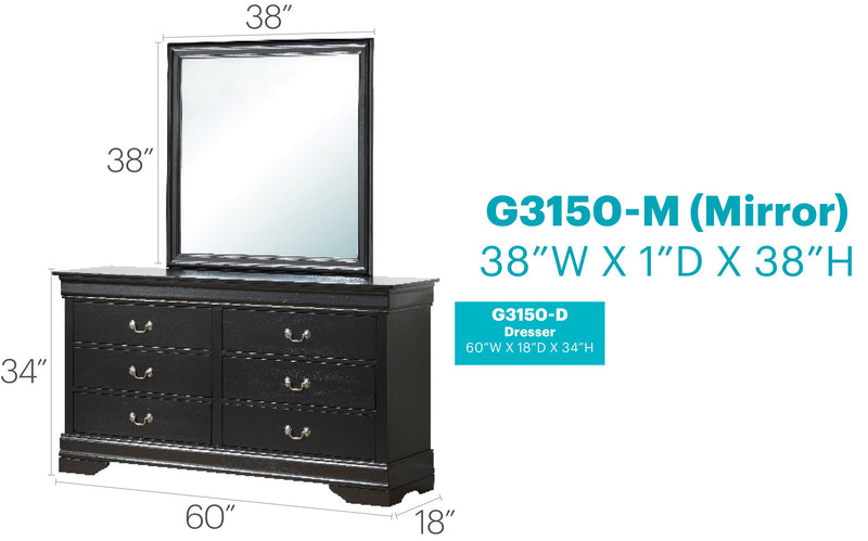 Elegant traditional storage dresser by Glory Furniture with multiple drawers and classic wood finish, ideal for bedroom storage.