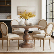 Round Pedestal Dining Table - Walnut - R&R Furniture Gallery (Fountain Valley, CA)