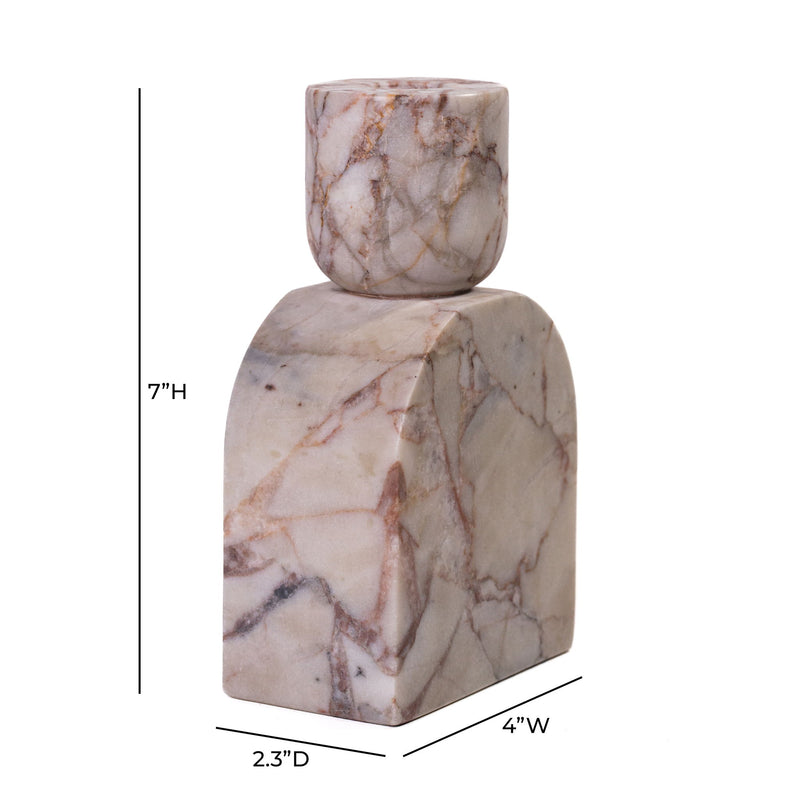 Marble Foundation Candle Holder - White Brown - R&R Furniture Gallery (Fountain Valley, CA)