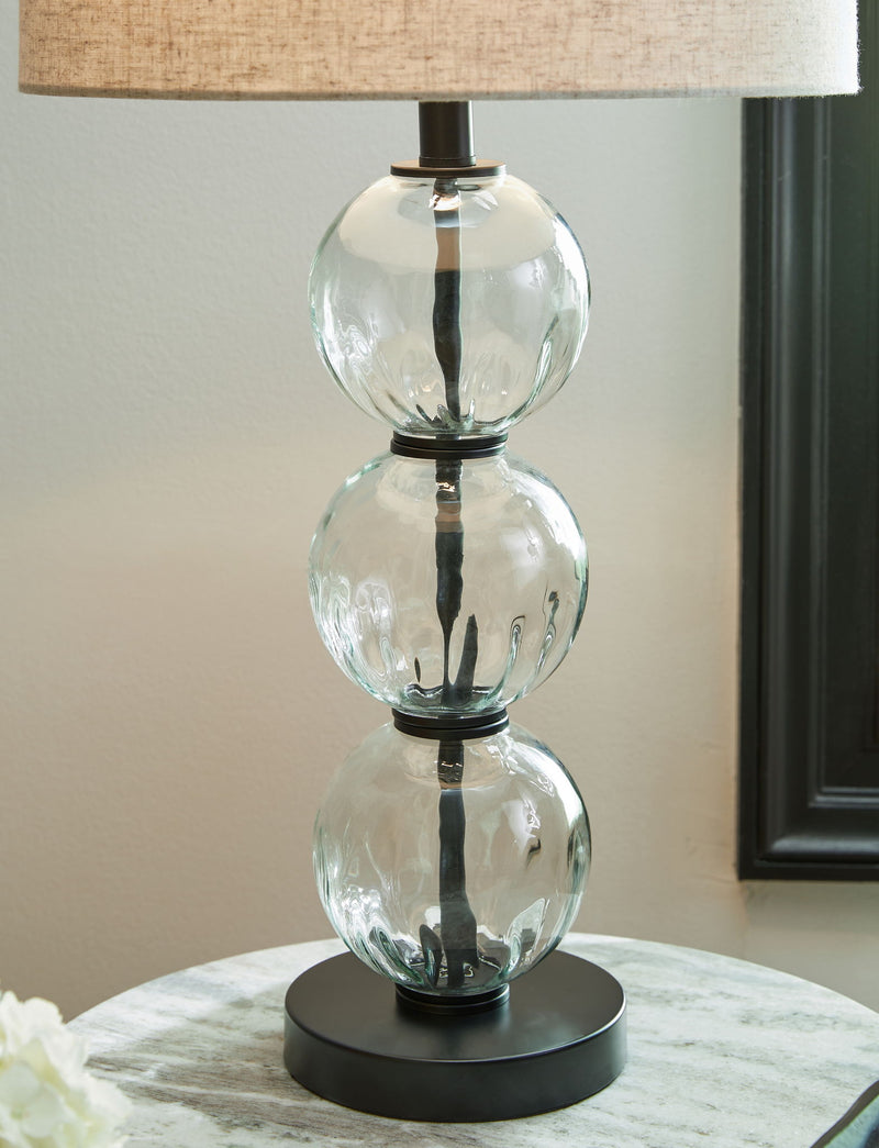 Airbal - Glass Table Lamp (Set of 2) - Clear / Black - R&R Furniture Gallery (Fountain Valley, CA)
