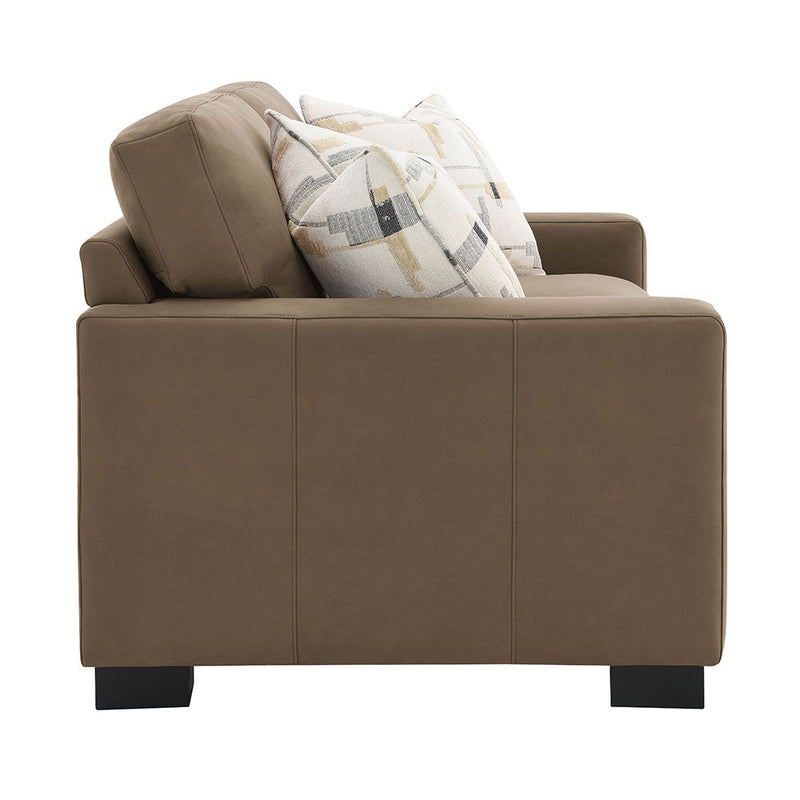 Darya - Loveseat With 3 Pillows - Brown Suede Fabric - R&R Furniture Gallery (Fountain Valley, CA)