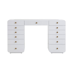 Hollywood - Desk with Jumbo LED Panel Vanity Mirror - White - R&R Furniture Gallery (Fountain Valley, CA)