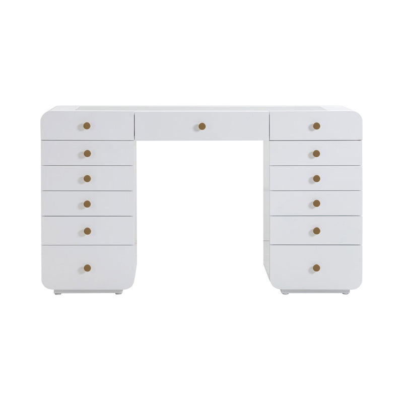Hollywood - Desk with Jumbo LED Panel Vanity Mirror - White - R&R Furniture Gallery (Fountain Valley, CA)