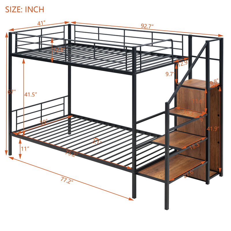 Bunk Bed With Lateral Storage Ladder And Wardrobe - R&R Furniture Gallery (Fountain Valley, CA)