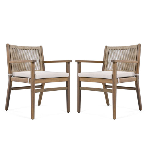 Outdoor Acacia Wood Patio Dining Armchair (Set of 2) - R&R Furniture Gallery (Fountain Valley, CA)