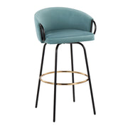 Set of two Lumi Source Claire contemporary glam barstools with footrests, featuring sleek modern design and stylish upholstery.