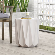 Outdoor lightweight concrete side table by Noble House in antique white, featuring a sturdy, stylish design for patio or garden use.