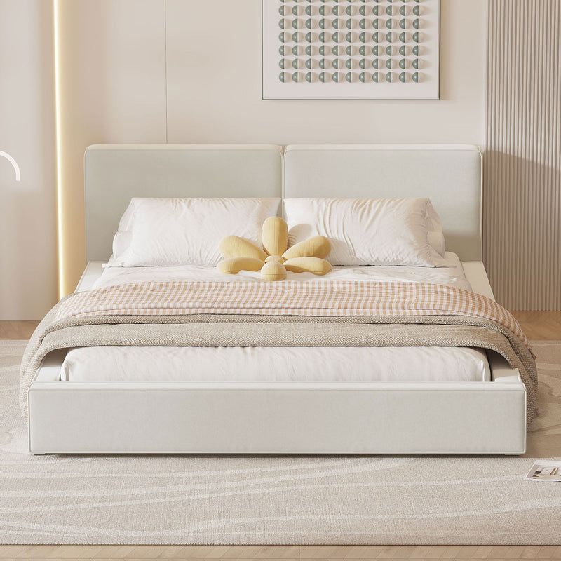 Upholstered Platform Bed, Grounded Bed With Solid Frame - R&R Furniture Gallery (Fountain Valley, CA)