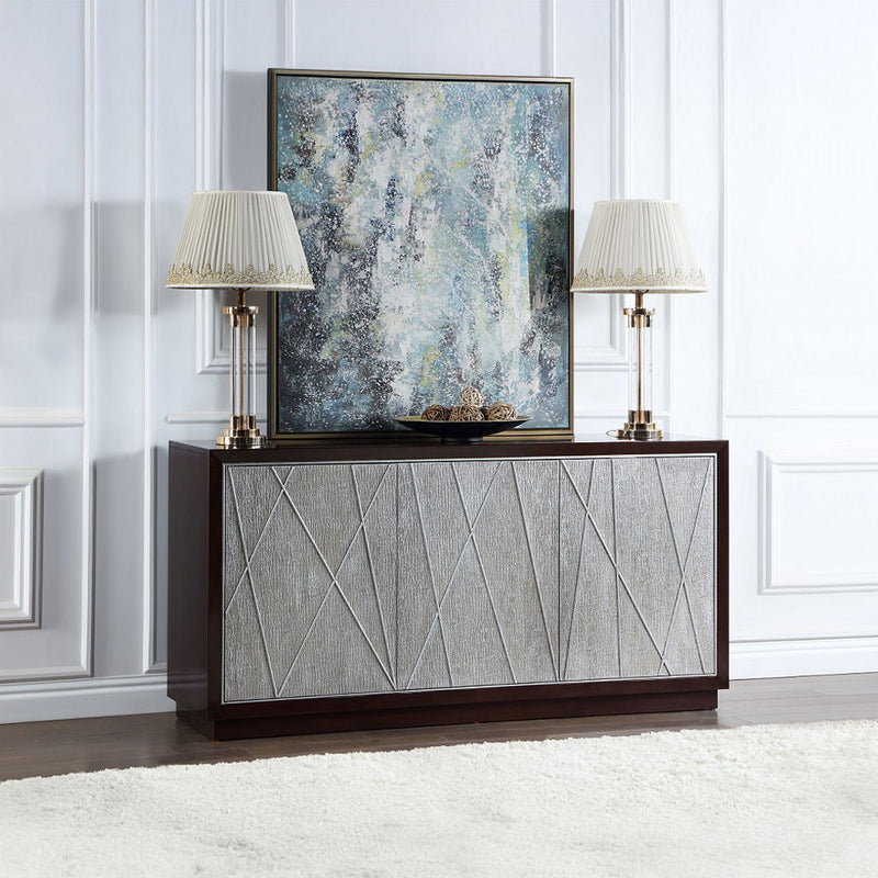 Geranio - Console Cabinet - Metallic Silver & Walnut - R&R Furniture Gallery (Fountain Valley, CA)