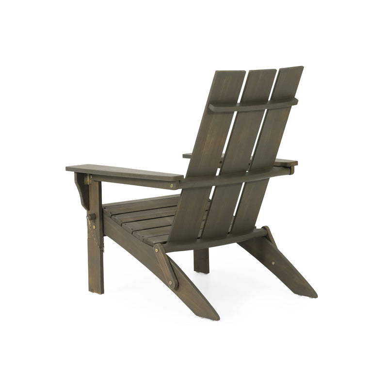 Noble House Aurascape outdoor foldable Adirondack chair with armrests, designed for comfortable outdoor seating and relaxation.