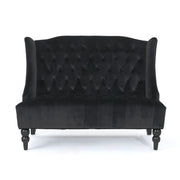 Noble House Nurturing upholstered loveseat with wing back, diamond tufting, and plush seating in a stylish stationary design.