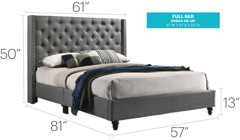 Nailhead Bed Transitional Vibrant - R&R Furniture Gallery (Fountain Valley, CA)