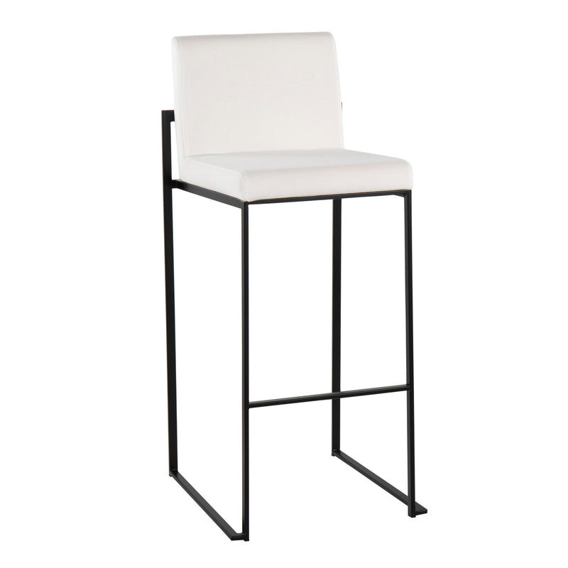 Lumi Source Fuji contemporary high back barstool with elegant design, featuring a sleek seat and sturdy frame, ideal for modern bar areas.