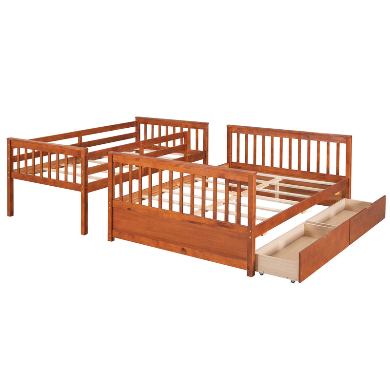 DreamHaus bunk bed with ladders and two storage drawers, featuring a sturdy wood frame and space-saving design for kids' bedroom.
