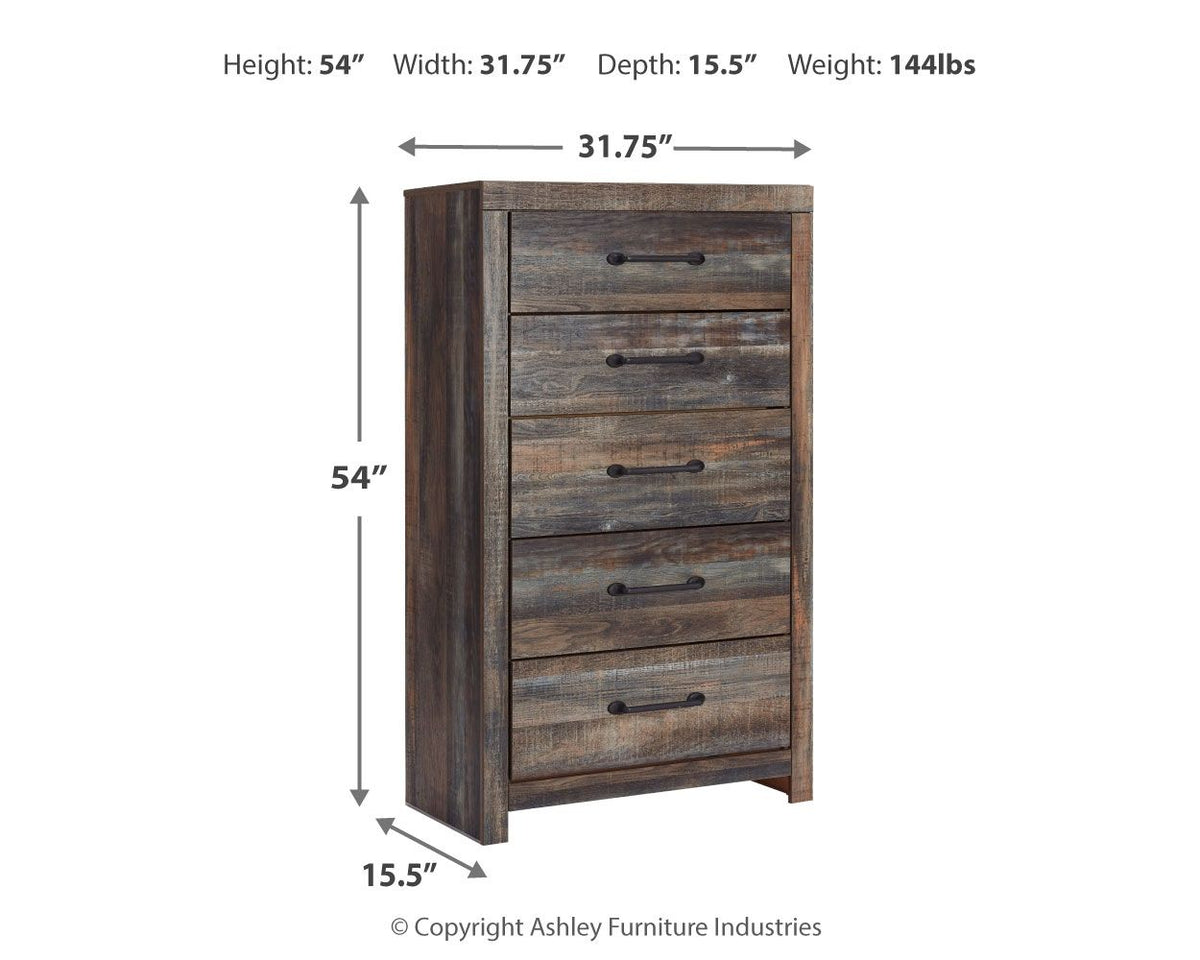 Drystan - Five Drawer Chest - Brown / Beige - R&R Furniture Gallery (Fountain Valley, CA)