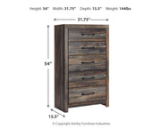 Drystan - Five Drawer Chest - Brown / Beige - R&R Furniture Gallery (Fountain Valley, CA)